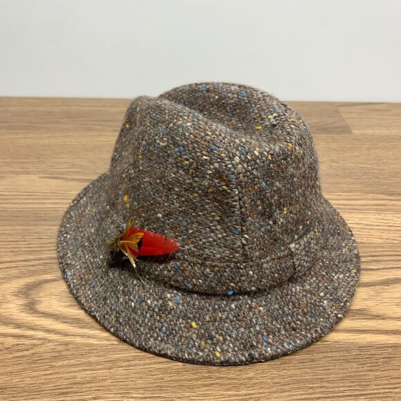 Vintage Tweed Wool Fedora, Hats Of Ireland Castlebar, Dongal Tweed, Size S 6 7/8 - Picture 1 of 9